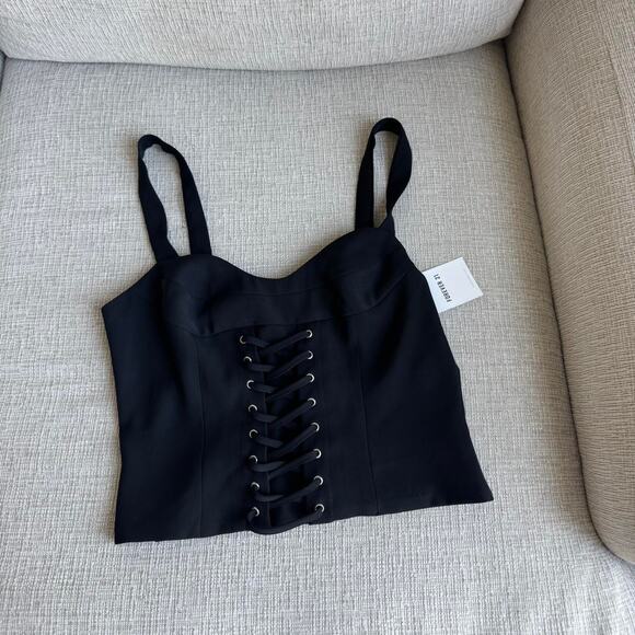 Black lace up corset crop top - Picture 1 of 3